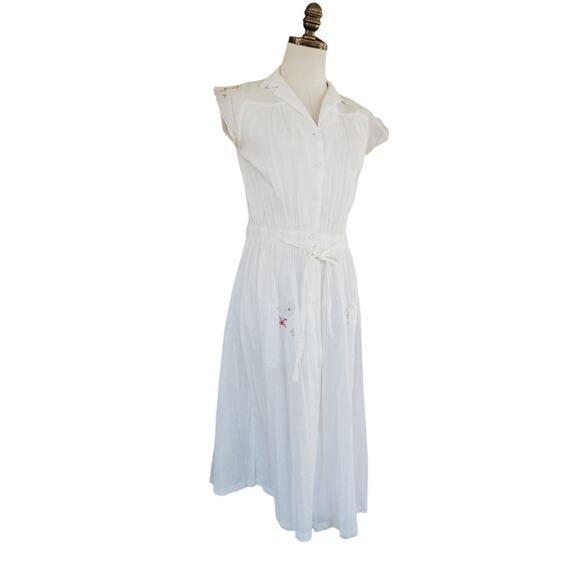 Vintage Cotton Linen Embroidered Dress - Picture 9 of 10